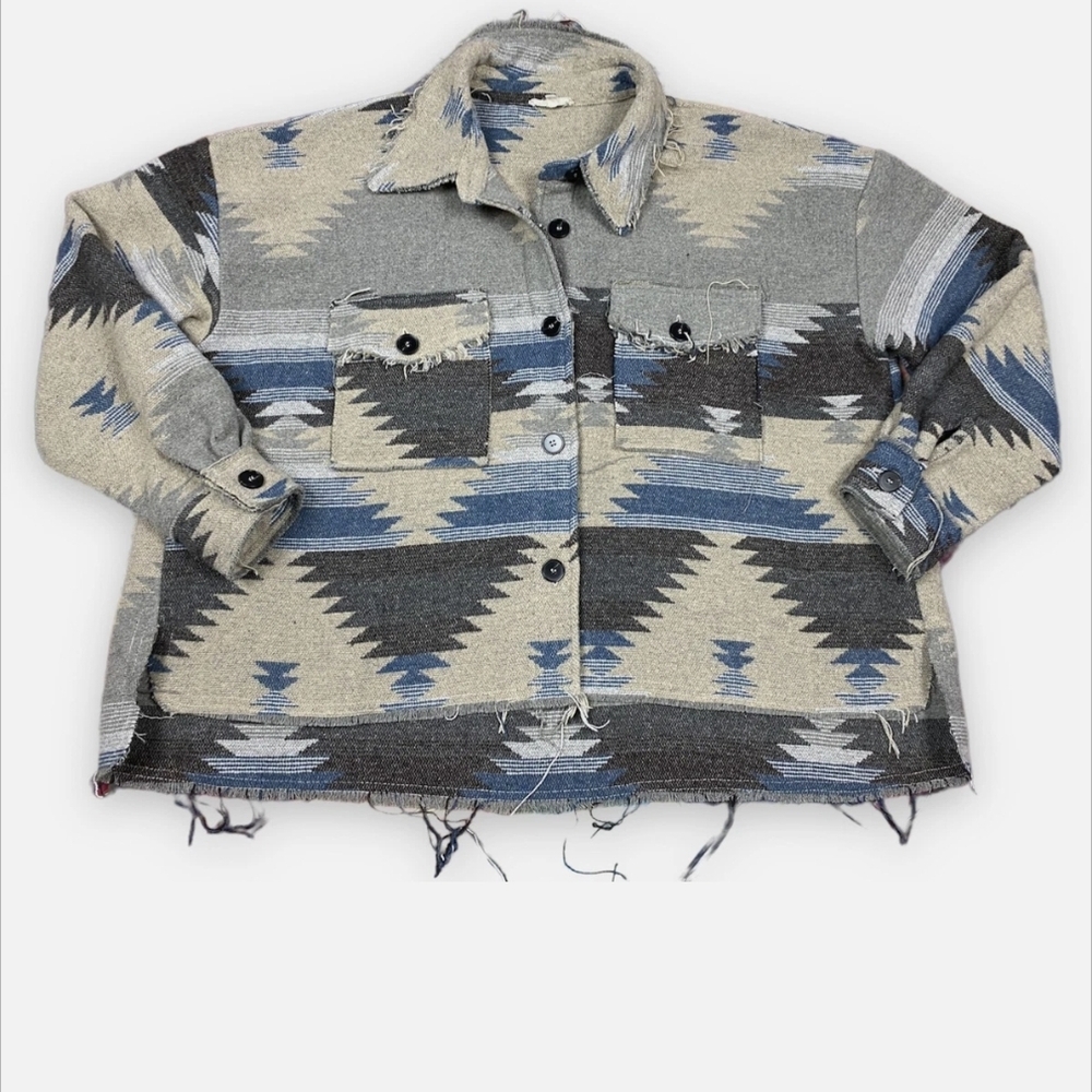 Kids Blue Patterned Jacket - Picture 2 of 2
